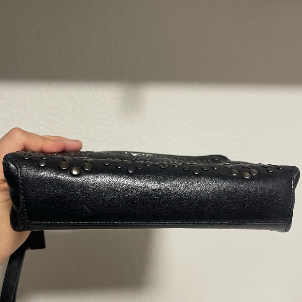 Coach Black Leather Studded Pouch - Picture 2 of 8